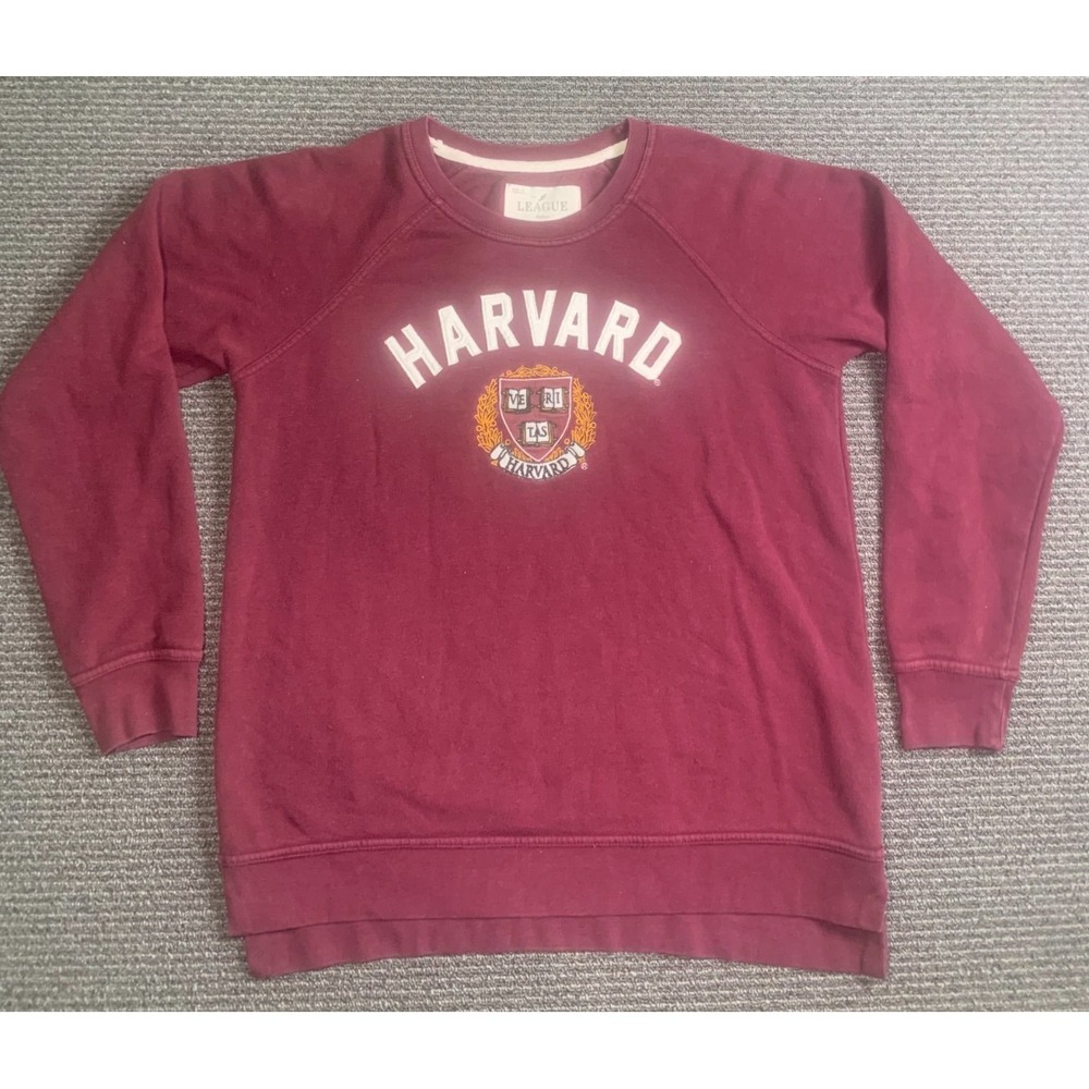 League Harvard University Sweatshirt Mens Medium Red Embroidered Pullover
